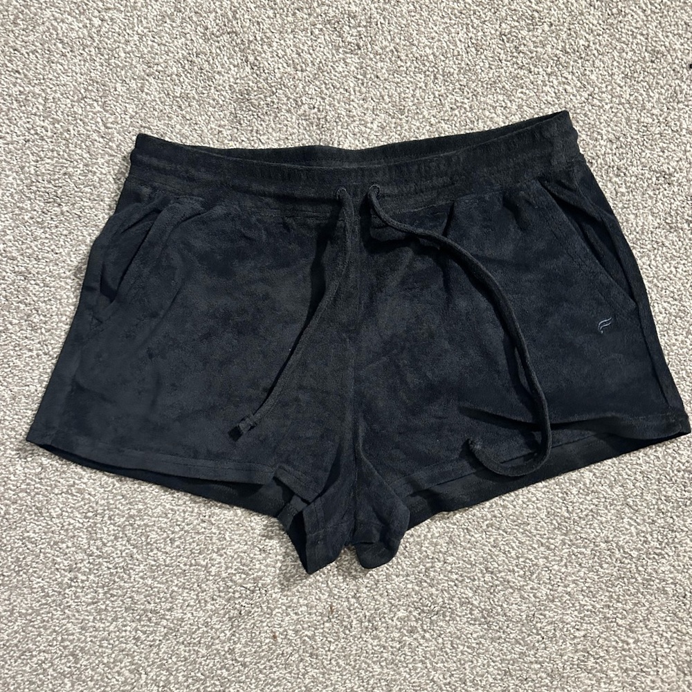 NWT Fabletics velour black workout shorts